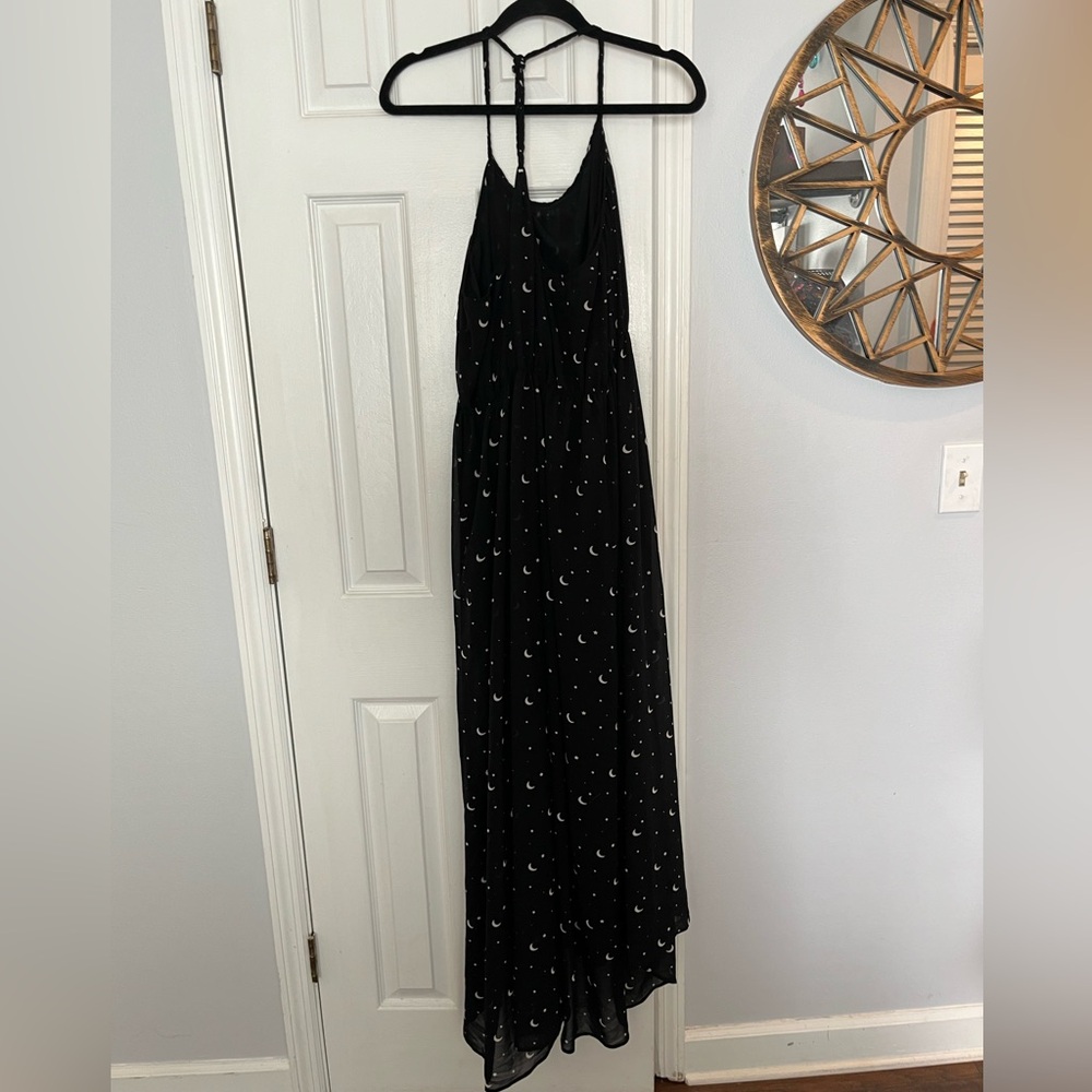 S NWT Wild Fox Moon and Stars Black Maxi Dress